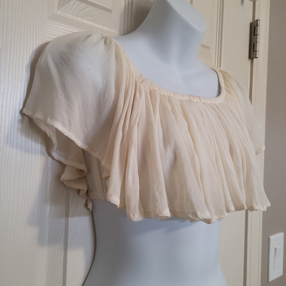 Reformation Flutter Crop Top - Cream, Sz XS - EUC - Picture 2 of 10
